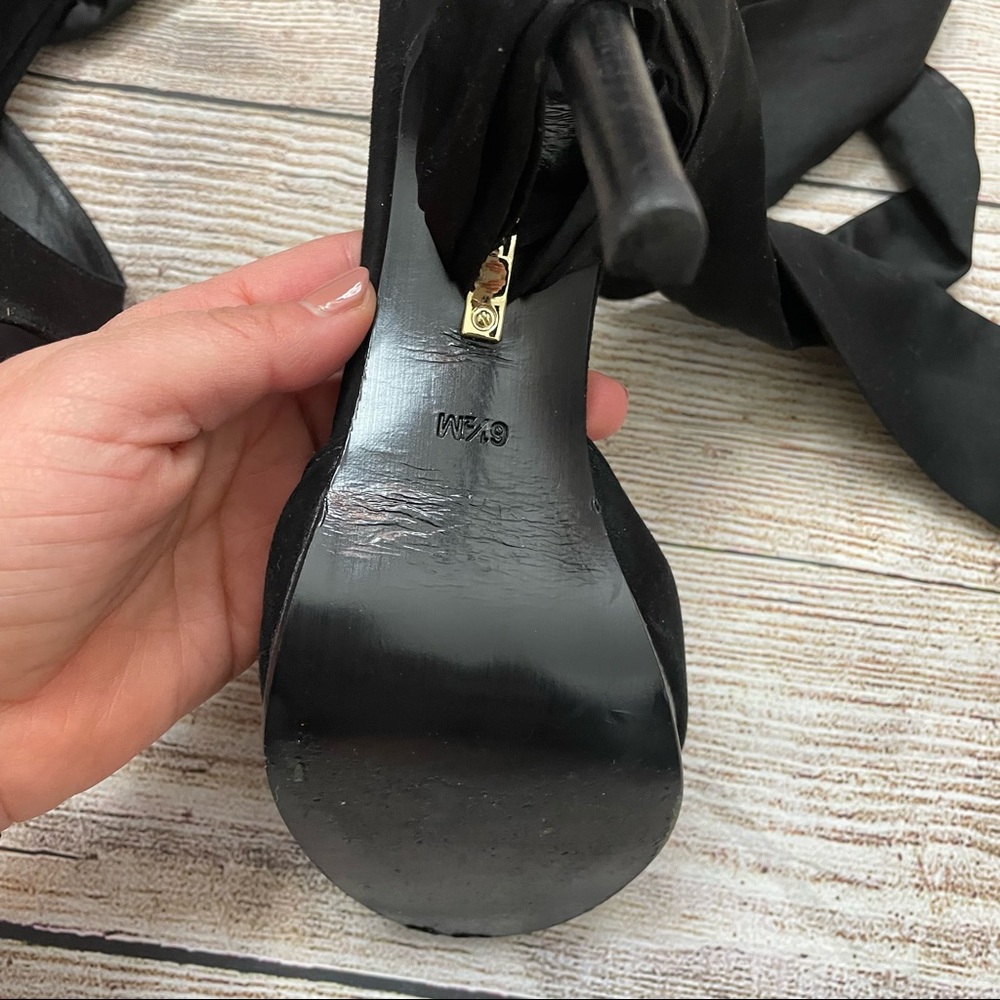 Diana Von Furstenberg Eva Satin Ankle Wrap Heels - Picture 6 of 9
